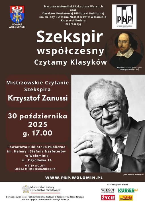 Finałowe Mistrzowskie Czytanie Szekspira z wybitnym reżyserem Krzysztofem Zanussi