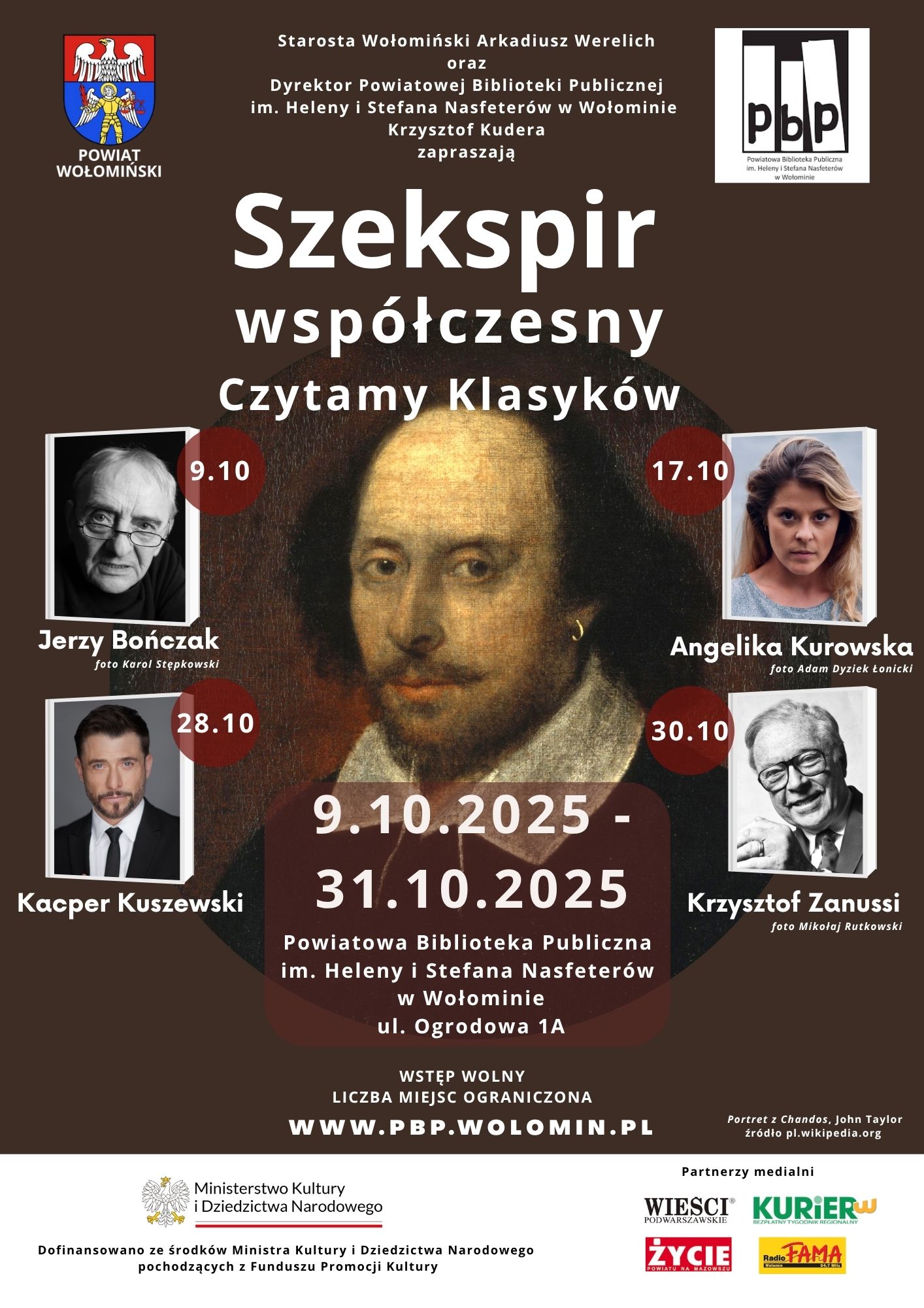 WILLIAM SZEKSPIR, życie i twórczość w ramach projektu „Szekspir współczesny. Czytamy klasyków” 