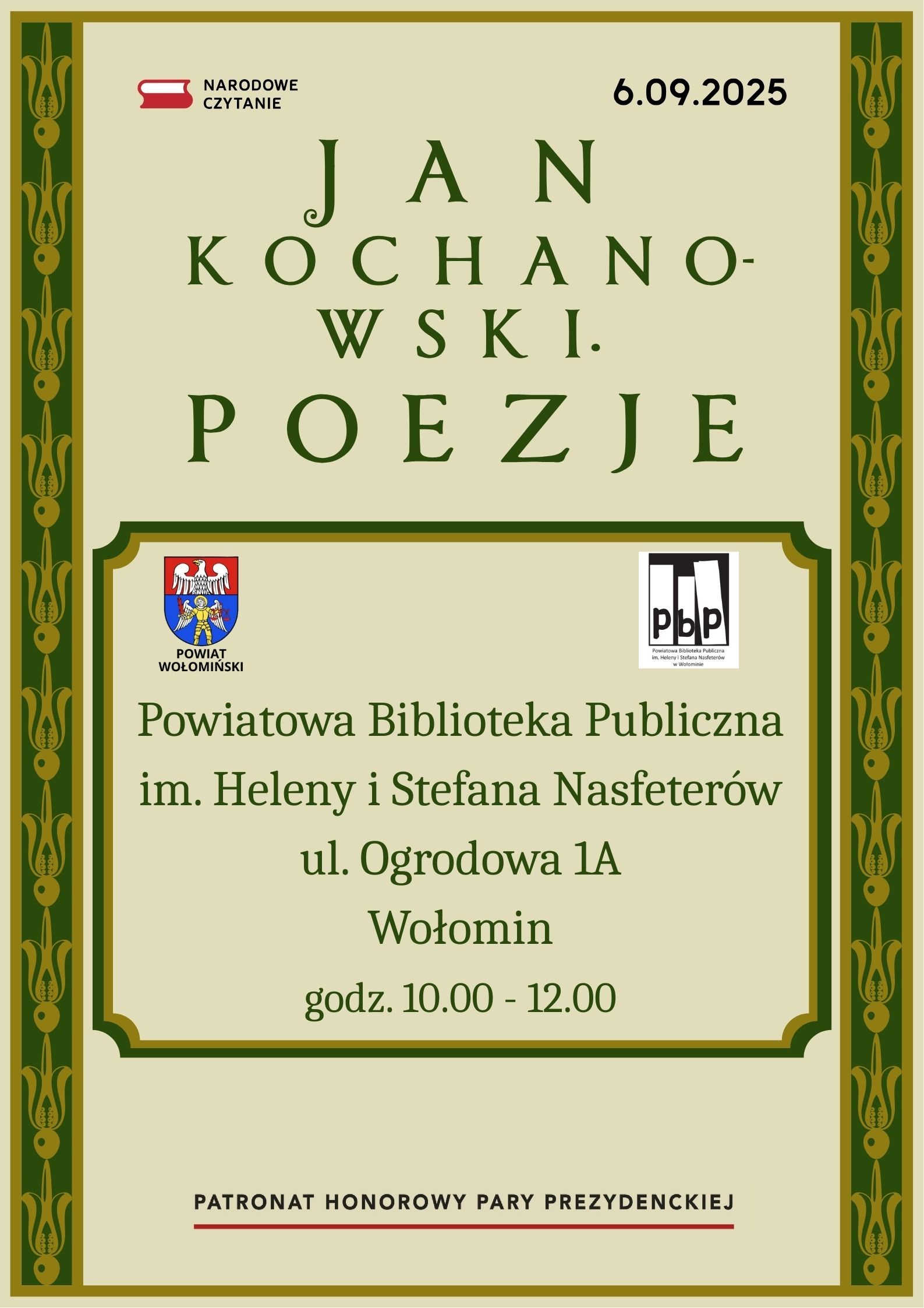 Narodowe Czytanie poezji Jana Kochanowskiego 